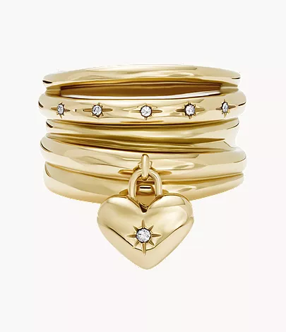 Sadie All My Love Gold-Tone Stainless Steel Heart Prestack Ring