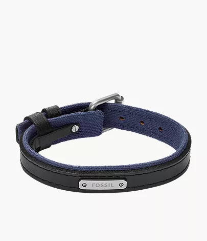 Everett Color Pop Midnight Blue and Black Leather Strap Bracelet